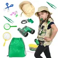 Kit d'aventure en plein air avec boussole télescopique loupe filet anti-insectes pour enfants jeu