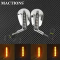 Rétroviseurs latéraux de moto chromés clignotants LED rétroviseur pour Harley Touring Road King