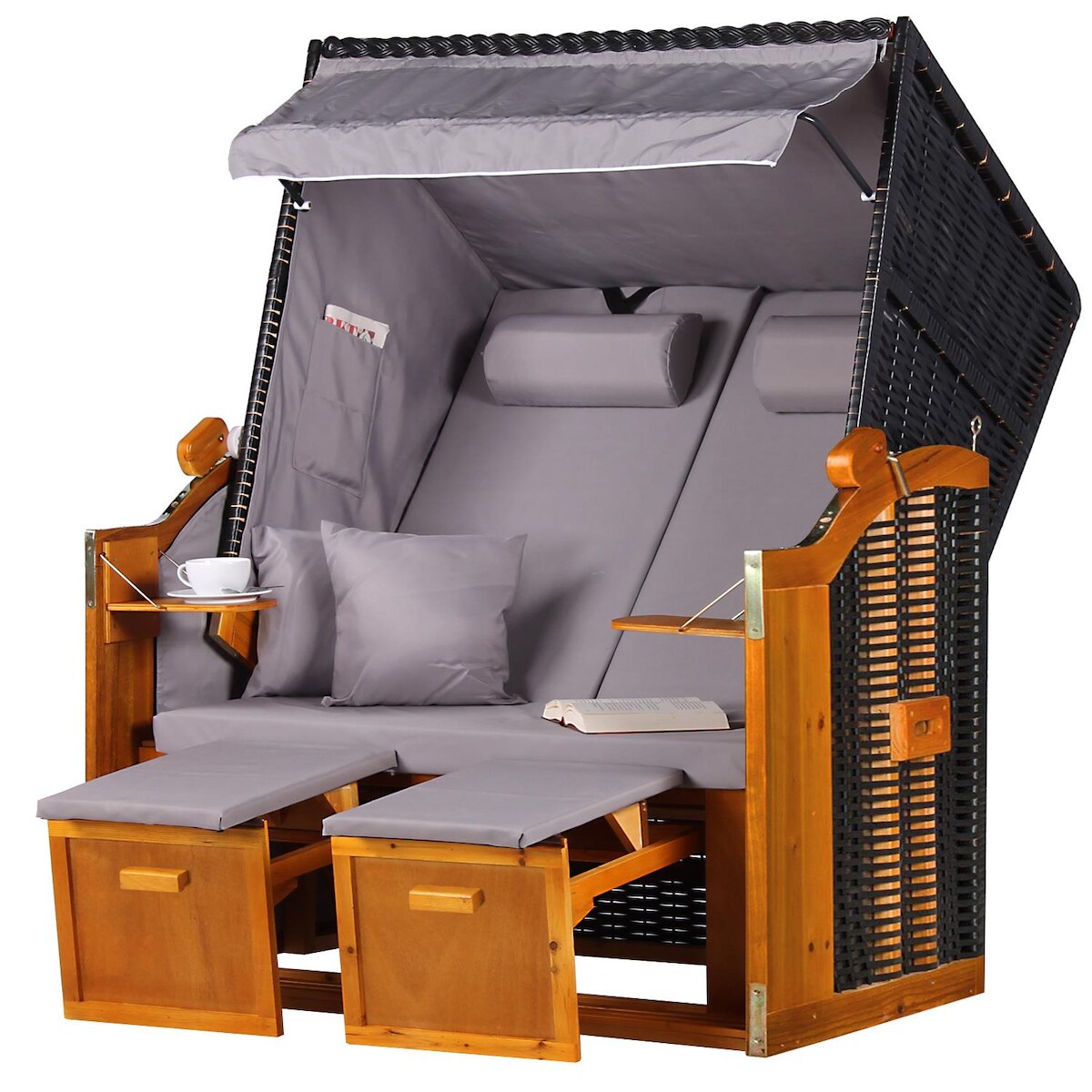 Mr. Deko Strandkorb - bene living - Ostsee - uni/grau - PE schwarz Image