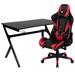 Black Gaming Desk and Red/Black Reclining Gaming Chair Set with Cup Holder, Headphone Hook & 2 Wire Management Holes [BLN-X20D1904-RD-GG] - Flash Furniture BLN-X20D1904-RD-GG