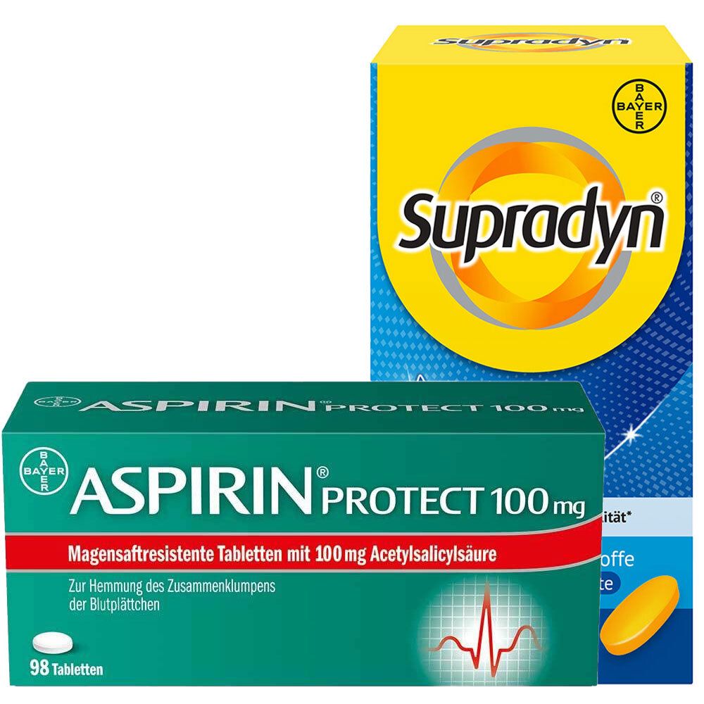 Aspirin Protect 100 mg Tabletten Supradyn Vital 50 Ginseng&Olive 90 Filmtabl 1 St Set Image