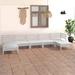 vidaXL 7 Piece Patio Lounge Set White Solid Pinewood - 25" x 25" x 24.6"