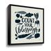 Rosalind Wheeler 2tho263a_Harvest Lettering IV Blue Gallery Wrapped Canvas, Glass in Black | 18 H x 18 W x 2 D in | Wayfair