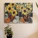 Rosalind Wheeler Sunflower Vase I Premium Gallery Wrapped Canvas - Ready To Hang Canvas, in Brown/Green/Yellow | 12 H x 16 W x 1 D in | Wayfair