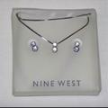 Nine West Jewelry | Nine West Earrings And Necklace Set | Color: Silver/White | Size: Os