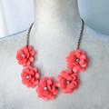 J. Crew Jewelry | J. Crew Statement Floral Necklace In Coral | Color: Orange/Pink | Size: Os