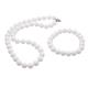 TreasureBay Women's Necklace Jewellery Set | Stunning 10mm Natural Gemstone Beaded Necklace Bracelet (White Jade)