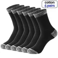 6 paires chaussettes d'hiver hommes coton noir loisirs affaires longues chaussettes marche course