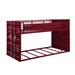 Twin Over Twin Bunk Bed with Metal Frame and Cargo Theme, Red