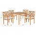 SAFAVIEH Outdoor Living Del Mar Ash Grey Acacia Wood 5-piece Beige Cushion Dining Set