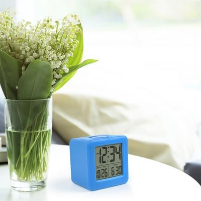 Equity by La Crosse Blue Soft Cube LCD Alarm Clock with Smart Light