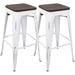 2 Oregon Industrial Vintage White Espresso Stackable Barstools 30"