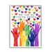 Stupell Industries We Rise By Lifting Others Rainbow Hand Hearts by - Graphic Art Wood in Brown | 14 H x 11 W x 1.5 D in | Wayfair ak-339_wfr_11x14