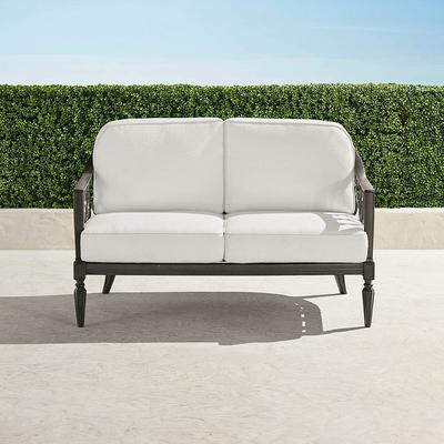 Avery Loveseat with Cushions in Slate Aluminum - Standard, Frida Leaf Indigo - Frontgate