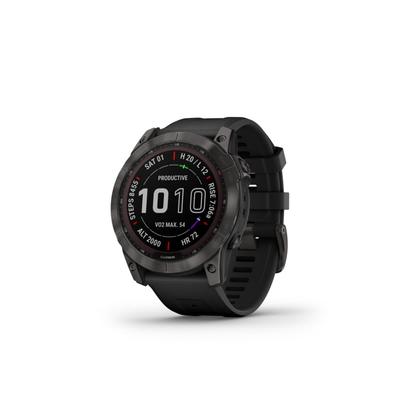 Garmin Fenix 7X Sapphire Solar Watch Carbon Gray DLC Titanium Case Black Band 010-02541-10