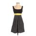 Iz Byer Casual Dress - A-Line Square Sleeveless: Black Polka Dots Dresses - Women's Size 1