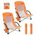 Arlmont & Co. Damyon Folding Beach Chair Metal in Orange/Gray/Blue | 31.5 H x 22.5 W x 27.2 D in | Wayfair A0B0628FD6E2486DA5AFC4A558866116