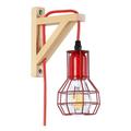 Applique murale en bois et cage MICA avec ampoule de 4W 2000K - Rouge - Rouge