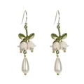 Boucles d'oreilles de luxe de lys de la vallée Vintage perle plante fleur boucle d'oreille