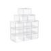 Shoe Boxes, Clear Shoe Organizers, Set of 6, Plastic Shoe Storage with Clear Door, Easy Assembly, up to US Size 10, Black