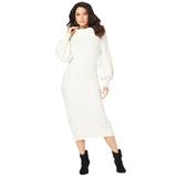 Plus Size Women's Turtleneck Sweater Dress by Roaman's in Ivory (Size 30/32)