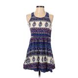 Forever 21 Casual Dress - A-Line Scoop Neck Sleeveless: Blue Aztec or Tribal Print Dresses - Women's Size Small