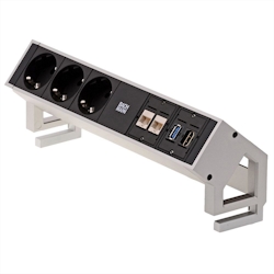 BACHMANN DESK2 3x Schutzkontakt, 2x CAT6, 1x HDMI, 1x USB 3.0, Zuleitung GST18 0,2m, INOX Image