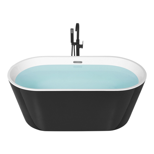 Freistehende Badewanne Schwarz-Weiß 160 x 80 cm Acryl Oval Badezimmer