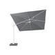 Parasol déporté rotatif 3x3m double inclinaison blanc toile gris clair