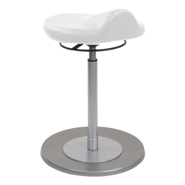 mayer Sitzmöbel Pendelhocker Stehhilfe myERGOSIT Sattelsitz Boden edelstahlfarbig Kunstleder weiß