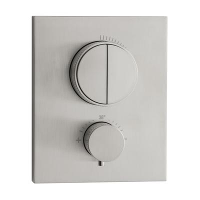 Herzbach PUSH Thermostat-Batterie LIVING iX 2 Verbraucher eckig rund Edelstahl, 17.803050.2.09 17.803050.2.09