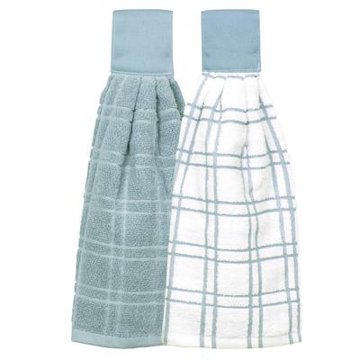 Solid And Multi Check Kitchen Tie Towel, Set Of Two by RITZ in Dew