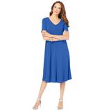 Plus Size Women's Ultrasmooth® Fabric V-Neck Swing Dress by Roaman's in True Blue (Size 42/44)