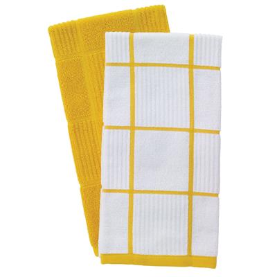 Solid And Check Parquet Kitchen Towel, Two Pack by T-fal in Lemon