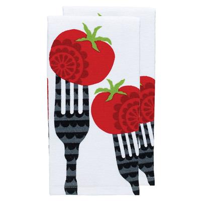 Pigment Print Dual Woven Kitchen Towel, Two Pack by T-fal in Fork