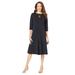 Plus Size Women's Ultrasmooth® Fabric Boatneck Swing Dress by Roaman's in Black (Size 42/44)