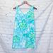 Lilly Pulitzer Dresses | Lilly Pulitzer Blue Green White Floral V-Neck Sleeveless Shift Dress Size 00 | Color: Green/White | Size: 00