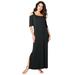 Plus Size Women's Ultrasmooth® Fabric Cold-Shoulder Maxi Dress by Roaman's in Black (Size 26/28)