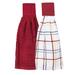 Solid And Multi Check Kitchen Tie Towel, Set Of Two by RITZ in Paprika