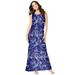 Plus Size Women's Ultrasmooth® Fabric Print Maxi Dress by Roaman's in Navy Folklore Paisley (Size 14/16)