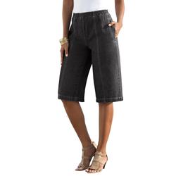 Plus Size Women's Complete Cotton Bermuda Short by Roaman's in Black Denim (Size 18 W) Shorts