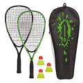 Schildkröt Speed-Badminton Set, 2 handliche Aluminium-Rackets, Länge 54,5cm, 3 windstabile Bälle, perfekt geeignet für ein windstabiles und schnelles Federball, wertige Tasche, grün-schwarz, 970906