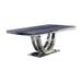 Everly Quinn Celedonio 79" Pedestal Dining Table Marble/Granite/Metal in Gray | 30 H x 79 W x 39 D in | Wayfair FD727670229A42DF9E99AA337B50C662