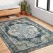 Blue/White 94 x 0.13 in Area Rug - Joss & Main Pinafore Oriental Dark Blue/Cream Indoor/Outdoor Area Rug | 94 W x 0.13 D in | Wayfair