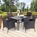 Lark Manor™ Alyah Square 4 - Person 37" Long Outdoor Dining Set w/ Cushions Metal in Black | 37 W x 37 D in | Wayfair