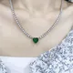 Collier avec pendentif en forme d'émeraude pour femmes bijou tibétain en argent 925 ras du cou à