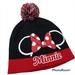 Disney Accessories | Minnie Mouse Winter Hat Girls, Pom Pom, Black/Red | Color: Black/Red | Size: Osg