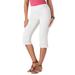 Plus Size Women's Button-Detail Comfort Stretch Capri Jean by Denim 24/7 in White Denim (Size 38 W)