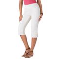 Plus Size Women's Button-Detail Comfort Stretch Capri Jean by Denim 24/7 in White Denim (Size 36 W)