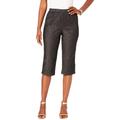 Plus Size Women's Button-Detail Comfort Stretch Capri Jean by Denim 24/7 in Black Denim (Size 28 W)